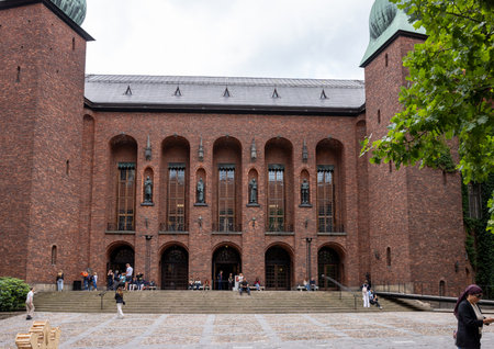 Stockholm, Sweden - July 25, 2023: Stockholm City Hall is the building of the Stockholm City Council in Sweden. It is located on Kungsholmen Island on the edge of Lake Mlar. Designed by architect Ragnar stbergのeditorial素材