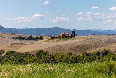 The rural landscape near Pienza in Tuscany. Italyの写真素材