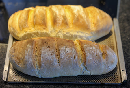 Freshly baked traditional homemade breadの写真素材