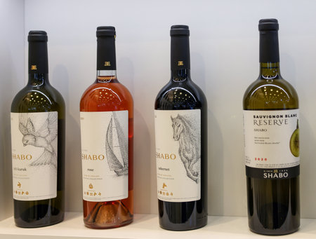 Cracow, Poland - November 17, 2022: International Wine Trade Fair ENOEXPO in Cracow. Producers of wine from all around the world meet the importers distributors and representatives.のeditorial素材