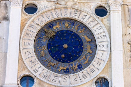 Torre dell Orologio - St. Mark's clocktower in Venice, Italyの写真素材
