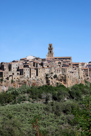 Pitigliano - the picturesque medieval town founded in Etruscan time on the tuff hill in Tuscany, Italy.の写真素材