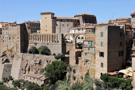 Pitigliano - the picturesque medieval town founded in Etruscan time on the tuff hill in Tuscany, Italy.の写真素材