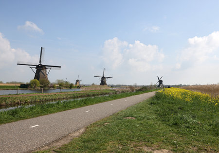 The windmills at Kinderdijk, the Netherlands, a UNESCO world heritage site. Built about 1740, the...
