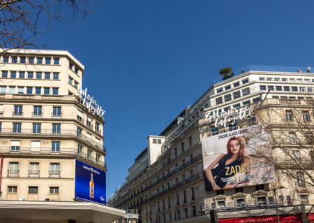 Paris, France - March 18, 2025: Galeries Lafayette in Paris. The architect Georges Chedanne designed the store with a Art Nouveau glass and steel domeのeditorial素材