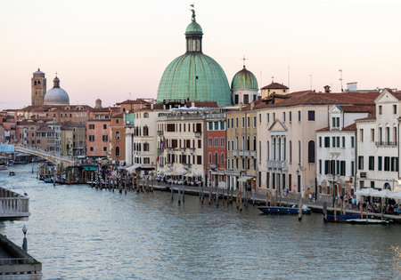 Venice, Italy - September 4, 2022: Houses and palaces seen from a motorboat cruise along the Grand Canal in Veniceのeditorial素材