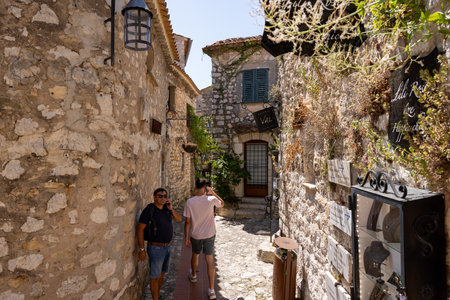 Eze, France - Juni 18, 2025: Eze - the famous, charming perched village. One of the most frequently...