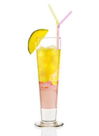 cocktail mango wih strawsの写真素材