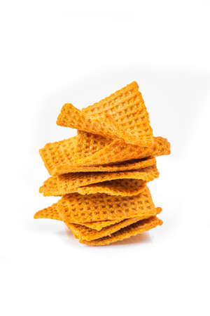 Handmade crispy rice crispy slices on white