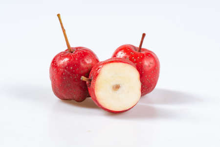 Fresh hawthorn close-up on whiteの写真素材