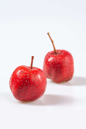 Fresh hawthorn close-up on whiteの写真素材