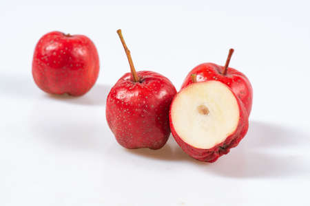 Fresh hawthorn close-up on whiteの写真素材