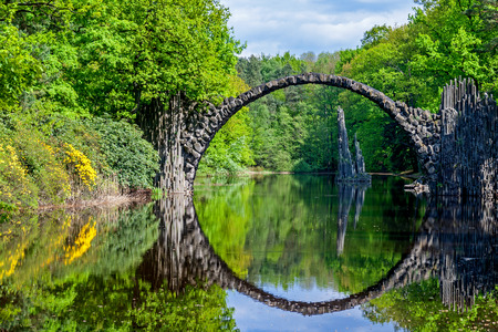 Devil's Bridge in Kromlauの写真素材