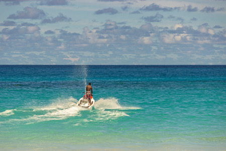 Speedboat on an open seaの写真素材