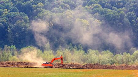 Construction site of the laying of the gas pipelineの写真素材