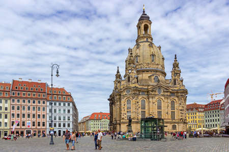 The women's church in the city of Dresdenのeditorial素材