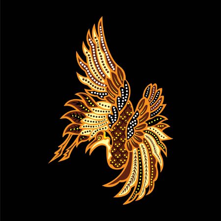 vector illustration of bird batik from Indonesia, used for business or personal needsのイラスト素材