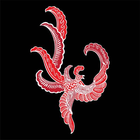 vector illustration of bird batik from Indonesia, used for business or personal needsのイラスト素材