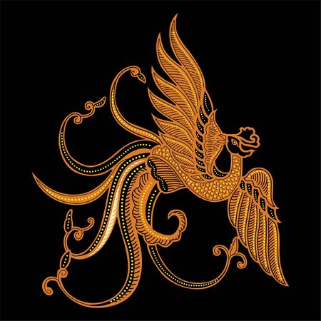 vector illustration of bird batik from Indonesia, used for business or personal needsのイラスト素材