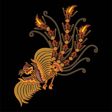 vector illustration of bird batik from Indonesia, used for business or personal needsのイラスト素材