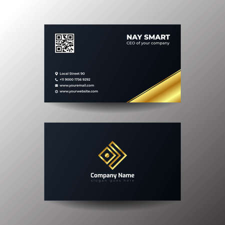 Simple Black Business Card With Gold  Colorのイラスト素材
