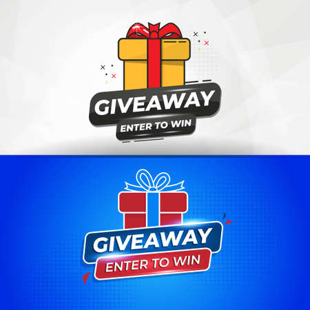 Giveaway Banner Or Poster Template Design with Blue Colorのイラスト素材