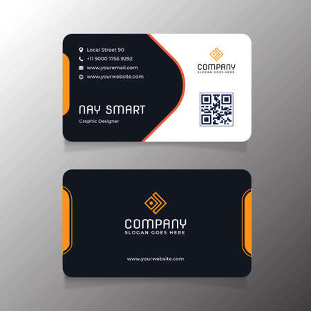 Orange Business Card Template With Qr Codeのイラスト素材
