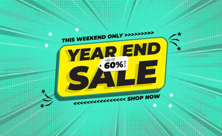 Year End Sale Banner  60% OFF with Comic Zoom Background Style
