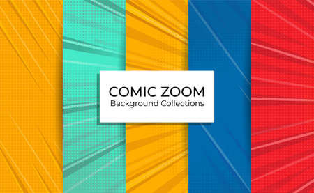 Set Of Comic Zoom Background Collections with Focus Lines Empty.のイラスト素材