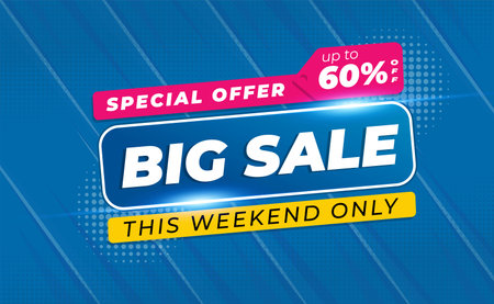Big Sale Banner or Poster 60% OFF with Comic Zoom Background Styleのイラスト素材