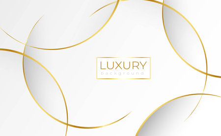 Luxury White Background with Geometric Gold Lineのイラスト素材