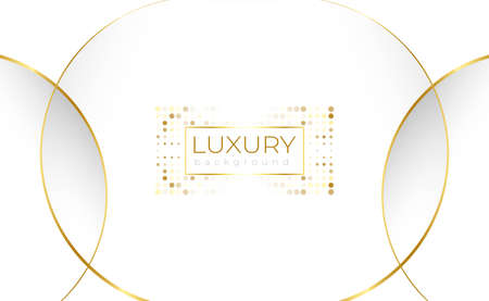 Luxury White Background with Geometric Gold Lineのイラスト素材