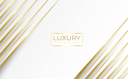 Luxury White Background with Geometric Gold Lineのイラスト素材