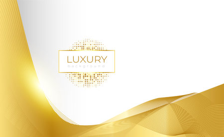 3d golden shiny wave on white background with Luxury Gold Lineのイラスト素材