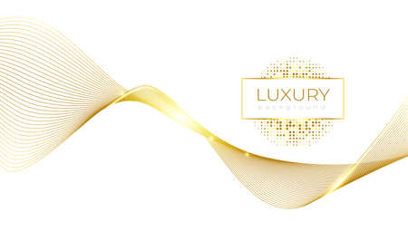 3d golden shiny wave on white background with Luxury Gold Lineのイラスト素材