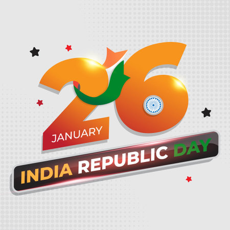 India Republic Day 26 January. Banner Or Background Template For 
Happy Republic Day Of India Celebrationのイラスト素材