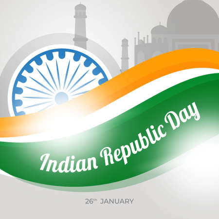 India Republic Day 26 January. Banner Or Background Template For 
Happy Republic Day Of India Celebrationのイラスト素材