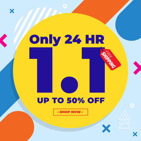 1.1 Shopping Day Sale Banner Promotion With Memphis Style designのイラスト素材