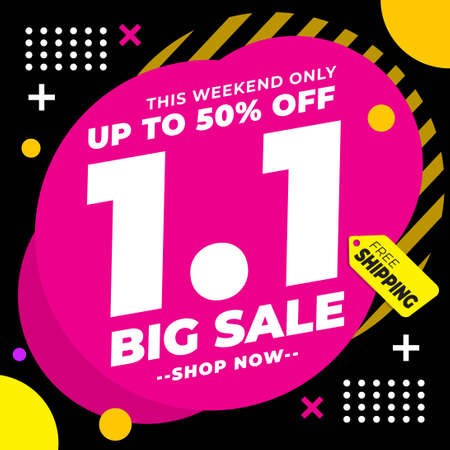 1.1 Shopping Day Sale Banner Promotion With Memphis Style designのイラスト素材