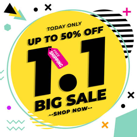 1.1 Shopping Day Sale Banner Promotion With Memphis Style designのイラスト素材