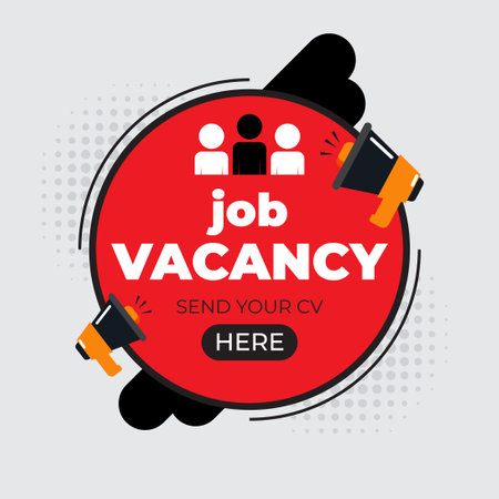 Job Vacancy with Empty office chair.  Business hiring and recruiting employee for empty position,  illustration for banner and media social design for recruiting staff. vector illustrationのイラスト素材