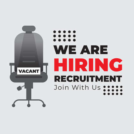 Job Vacancy with Empty office chair.  Business hiring and recruiting employee for empty position,  illustration for banner and media social design for recruiting staff. vector illustrationのイラスト素材
