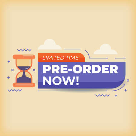 Pre order now label badges. limited time order with flat designのイラスト素材