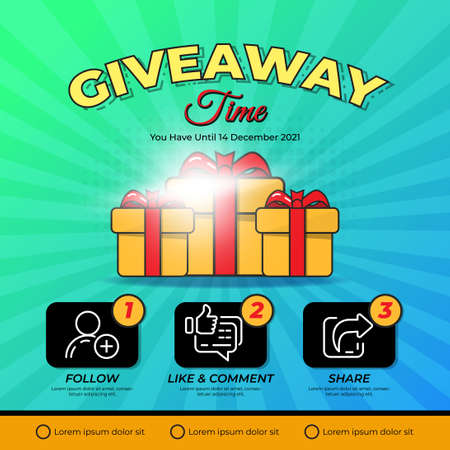 Giveaway contest for social media feed. Template Giveaway Prize win competition Follow the steps belowのイラスト素材