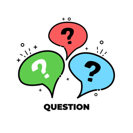 Question bubbles line icon, Ask help sign, Faq questionnaire symbol Line style question bubbles icon. Line art concept vector illustrationのイラスト素材