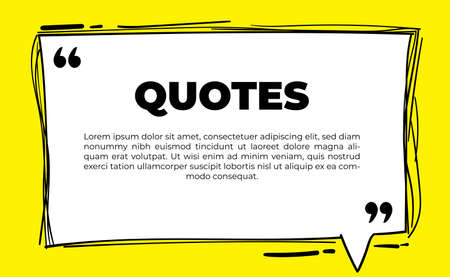 Scribbled comic speech bubbles with hand drawn style, Copy space for quote. Typography design quote chat bubble background. Remark quote text box poster template concept with yellow colourのイラスト素材