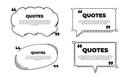Scribbled comic speech bubbles with hand drawn style, Copy space for quote. Typography design quote chat bubble background. Remark quote text box poster template concept with yellow colourのイラスト素材