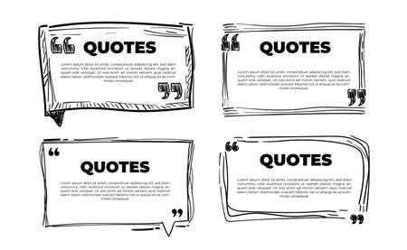 Scribbled comic speech bubbles with hand drawn style, Copy space for quote. Typography design quote chat bubble background. Remark quote text box poster template concept with yellow colourのイラスト素材