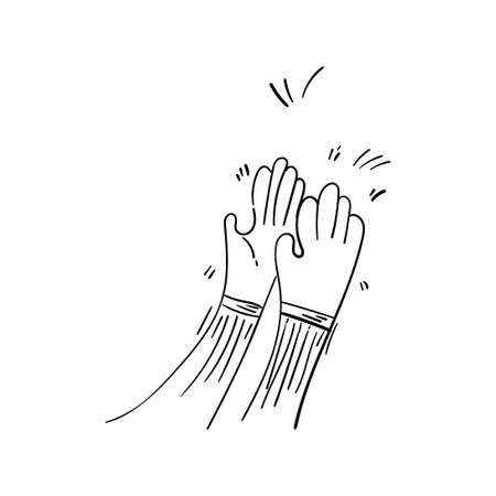Hand Drawn of Applause, Hands Clapping Ovation Gesture with Doodle Styleのイラスト素材