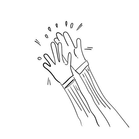 Hand Drawn of Applause, Hands Clapping Ovation Gesture with Doodle Styleのイラスト素材